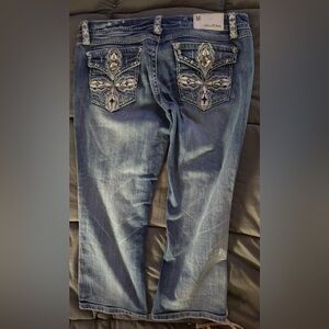 Grace in La Blue Denim Jeans with Studded Pockets